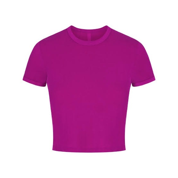 NWTS SKIMS DROP NEEDLE POINTELLE BABY TEE in LOLLIPOP | MEDIUM - Picture 2 of 13